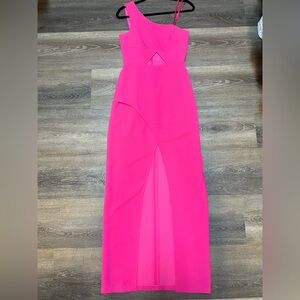 BCBGMAXAZRIA Pink Floor Length One Shoulder Gown